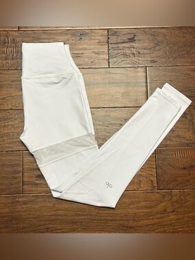 Alo Yoga High Waist Mesh Panel Leggings White | Size S